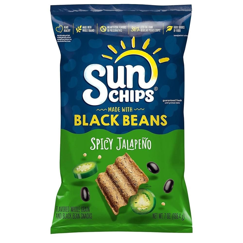[해외] 썬칩 블랙 빈스 198.4g 4팩 스파이시 할라피뇨 SunChips Made With Black Beans Spicy Jalapeno, 7 Oz