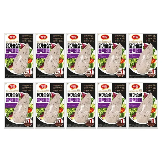 [APP전용] 하림 닭가슴살블랙페퍼 100g 10봉