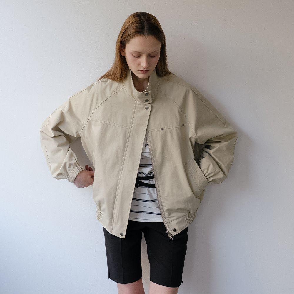 Dusty cotton blouson jumper [KNSS06JP01]_Khaki beige