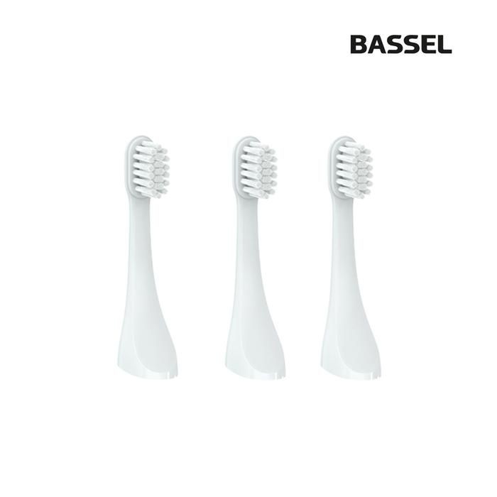 [(주)조이코리아][바셀] 바셀 컴팩트 휴대용 음파전동칫솔  3IN1 헤드 브러쉬 화이트