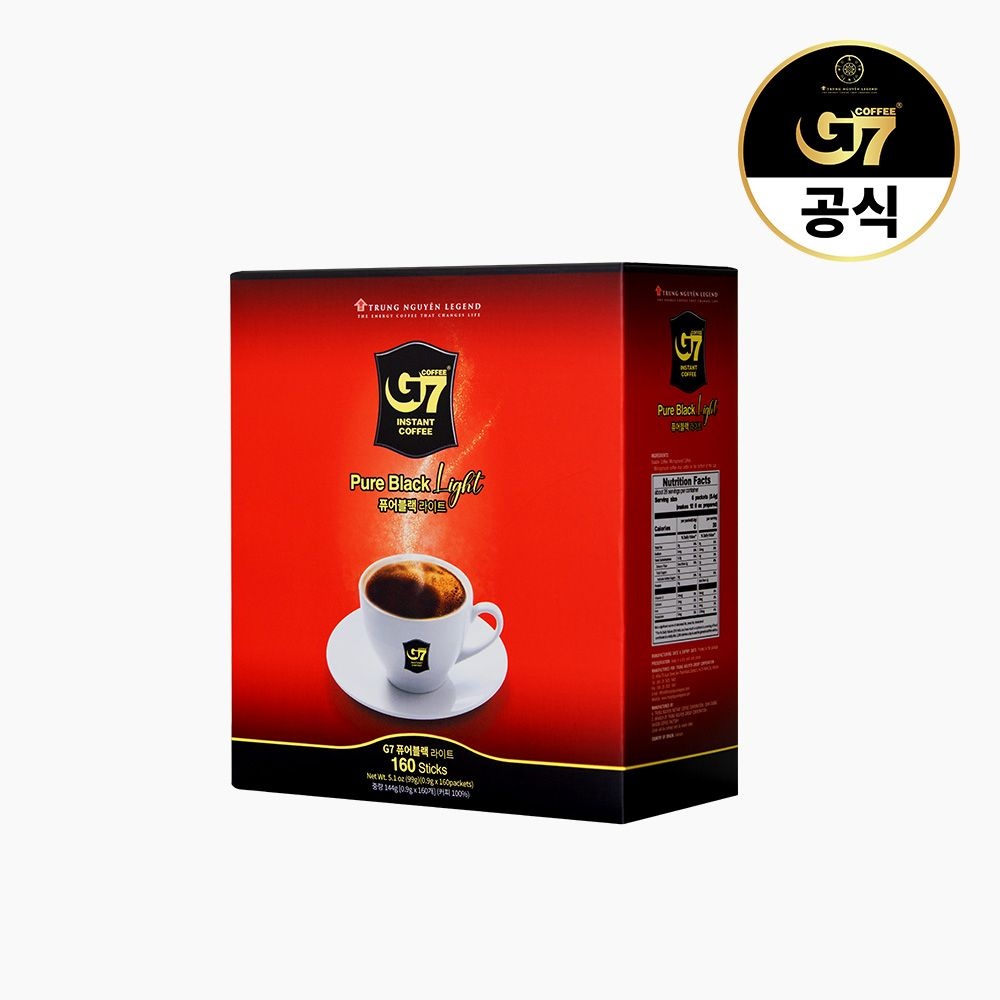 [온세일][NEW] G7커피 퓨어블랙 라이트 0.9g X 160개입 