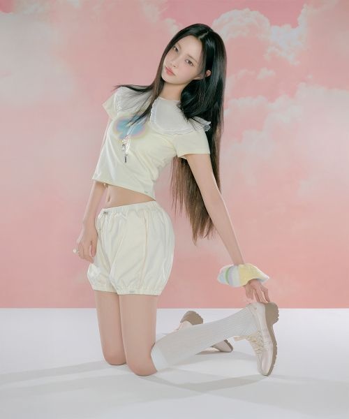 락피쉬 rockfish ILLIT BLISS HEEL LACEUP SNEAKERS - PINK BEIGE