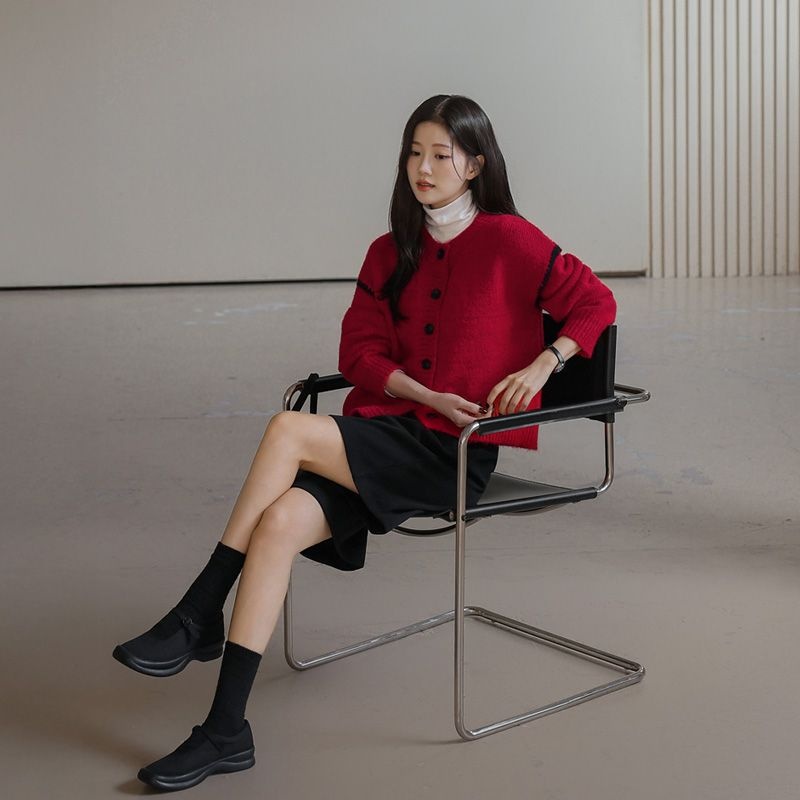 시크폭스 시크폭스 모니칸 배색 니트 가디건53KN842