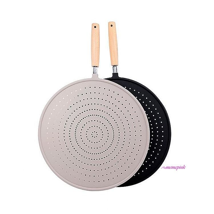 [미미샵A10제휴사][오늘출발] 후라이팬덮개 우드손잡이 실리콘 대형 31.5cm 냄비 멀티 기름튐방지 프라이팬 후라이팬뚜껑 튀김팬뚜껑tzq010