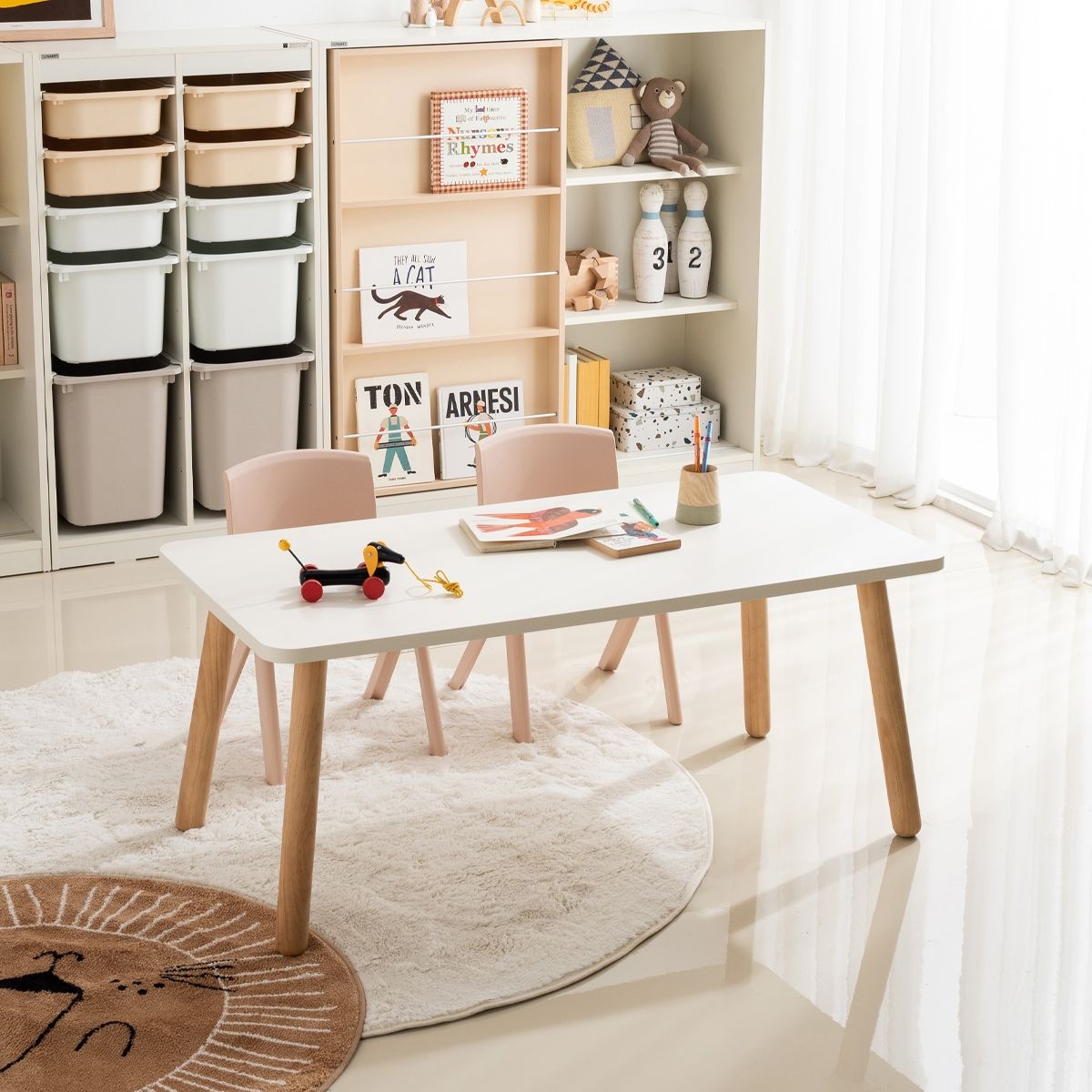 리바트 리바트 꼼므 1200 아이책상+의자 세트 (화이트/베이지)