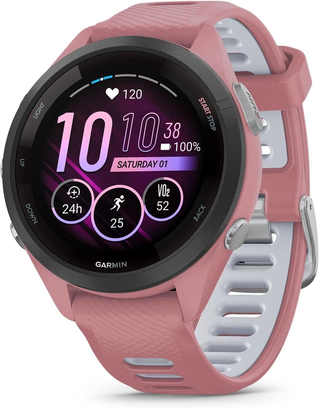 [해외] Garmin Forerunner 265S 러닝 스마트워치 컬러 AMOLED 디스플레이 훈련 지표 및 회복 정보 라이트 핑크 &