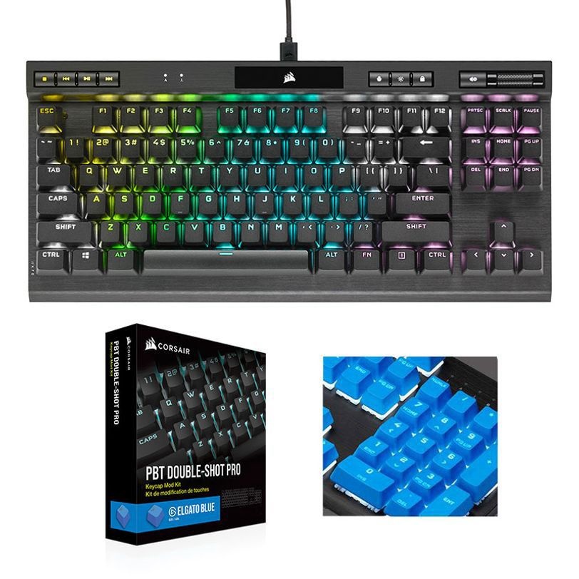 커세어 적축 기계식키보드 K70 RGB TKL+PBT 블루키캡
