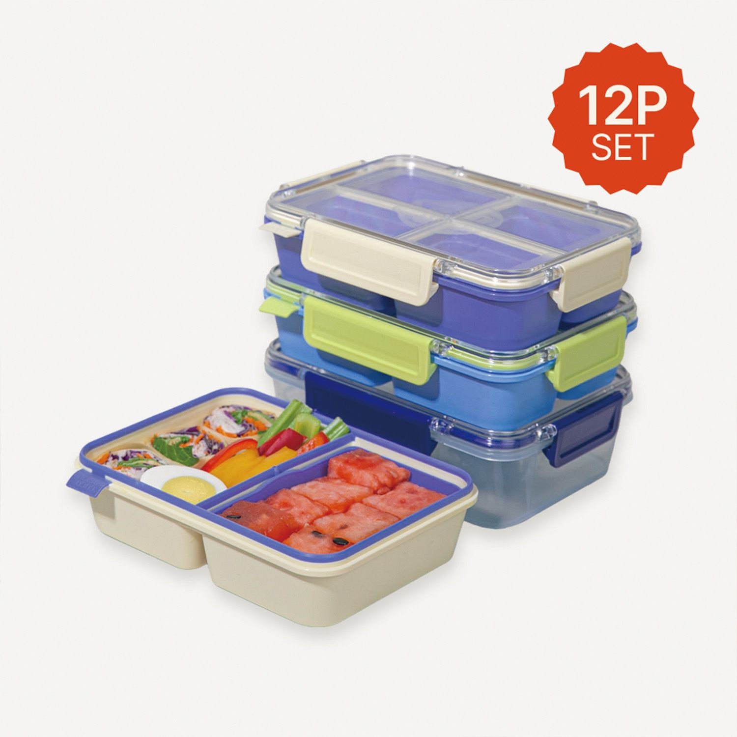 [롯데백화점] 코코라커 캔디팟 칸칸밀폐 반찬통 12P 세트 (2color)