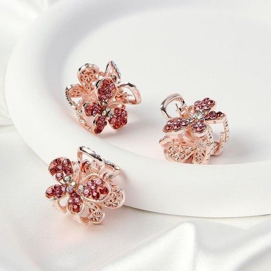 갓 라이크 헤어 집게핀 3p 핑크 큐빅 나비 미니핀