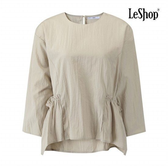 르샵 허리 프릴 밴딩 라운드넥 블라우스 (BQ2BL027A)