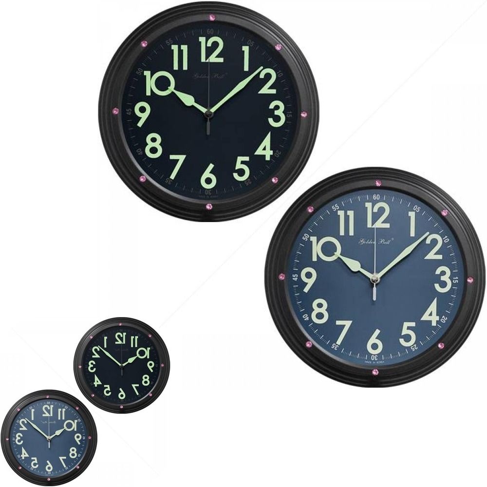 뮤 원형메탈 벽걸이시계 인테리어벽 핑크볼록 거실벽 큐빅 야광 벽25cm블랙 APM5247 무소음