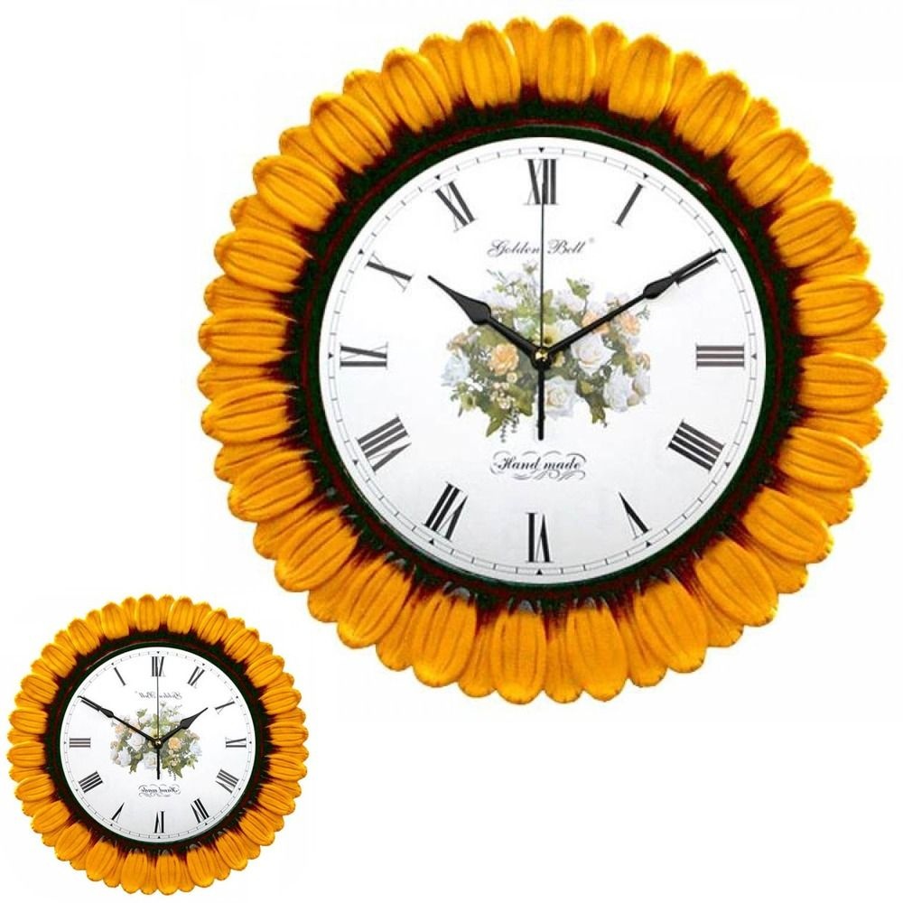 뮤 건전지 거실 빈티지 유치원 꽃잎 예쁜 해바라기 제조한국 벽걸이 꽃벽시계 APM2026 무소음