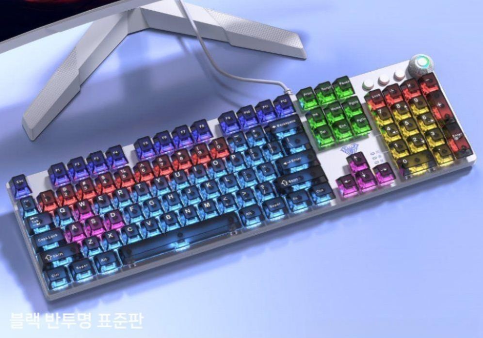 [해외] F2088PRO 유선 기계식 키보드 축 투명 게이밍 e스포츠 오피스 108키 투명키보드