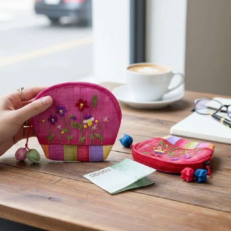 꽃자수 동전지갑 월렛 전통 소품 한국적인 명절 길상 색동 부모님 세뱃돈 외국인선물 파우치