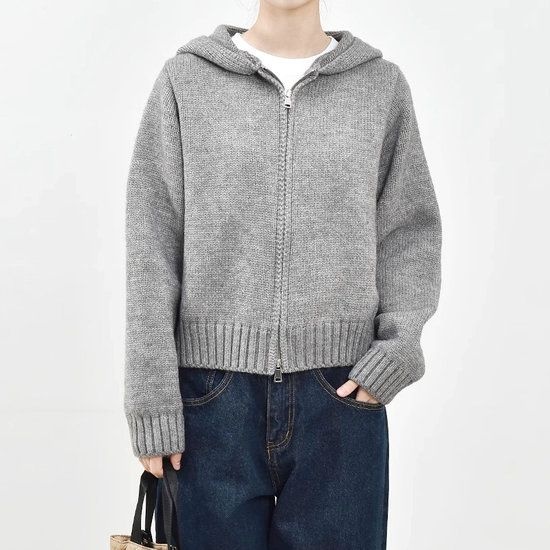 더블린 후드 투웨이 집업 니트 가디건 T4CCA009C 220660