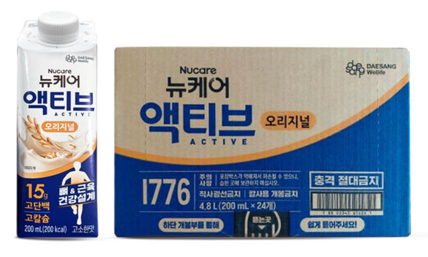뉴케어 액티브 오리지널 200ml 24팩 코칼슘 식사대용식 단백질식단 환자식사용 단백질식단 식단 식사대용
