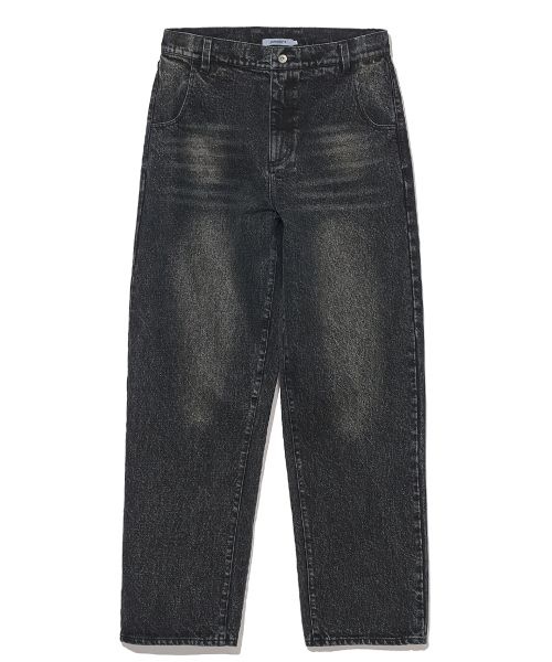 파르티멘토 4월 2일 배송 14oz 세미 테이퍼드 데님 팬츠 페이디드 블랙