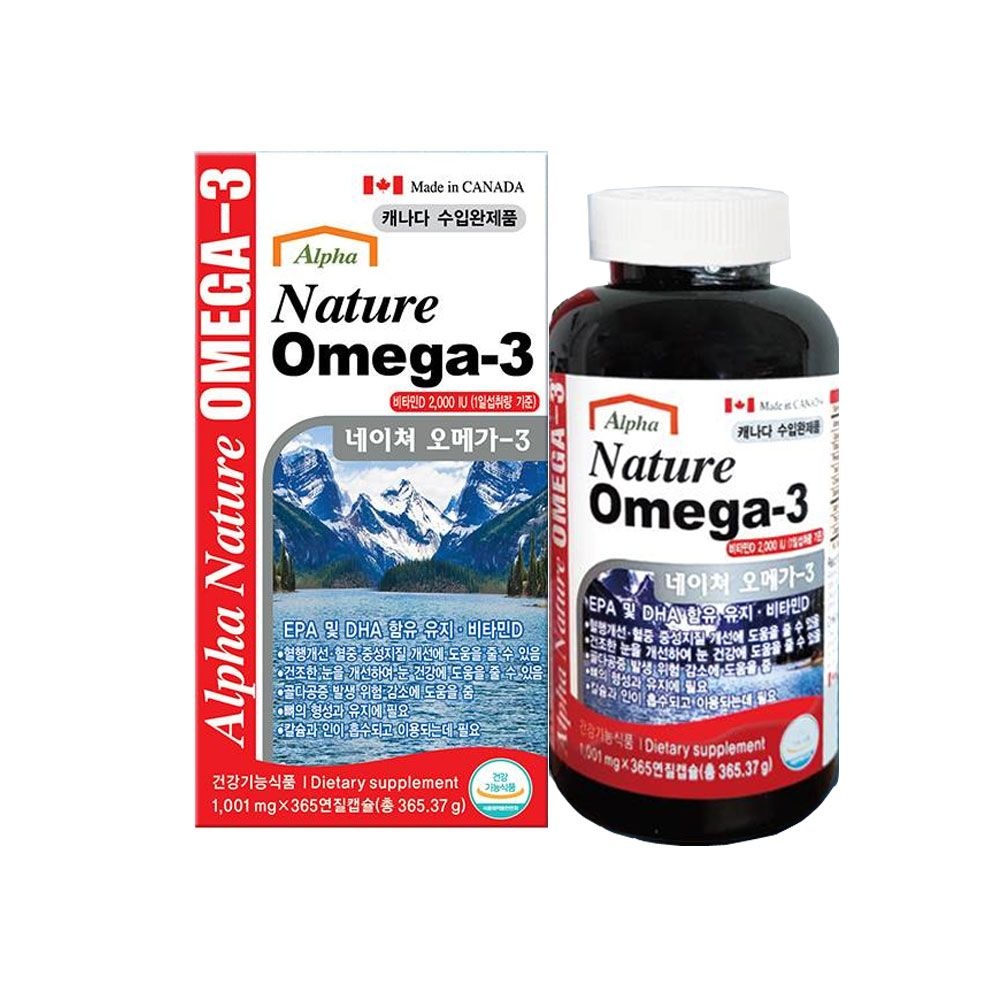 ㈜네이처생명과학 네이처 오메가3 대용량 365연질캡슐 혈행개 뼈건강 흡수율높은 오메가3