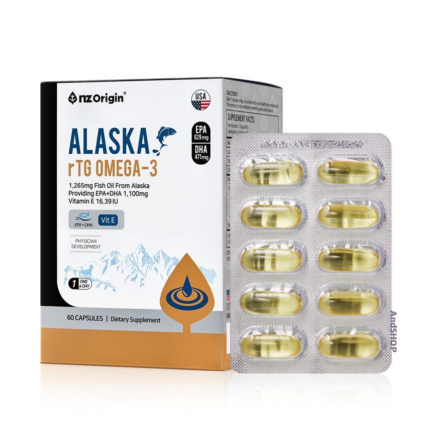US Pharmatech Inc. 엔젯오리진 알래스카 RTG 오메가3 60캡슐 온가족 혈행관리 흡수율 신선한 오메가3
