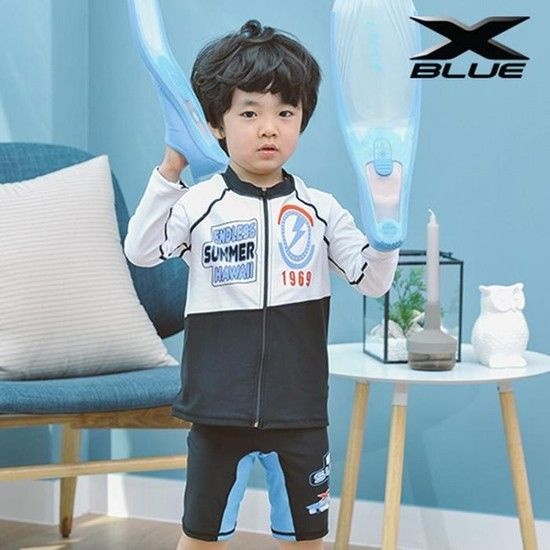 XBLUE 남아동 래쉬가드 상하세트 F31077 실내수영장용 (31687253A)