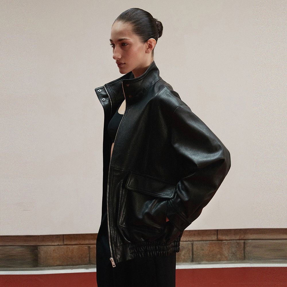 Shrunken Leather Overfit Jacket