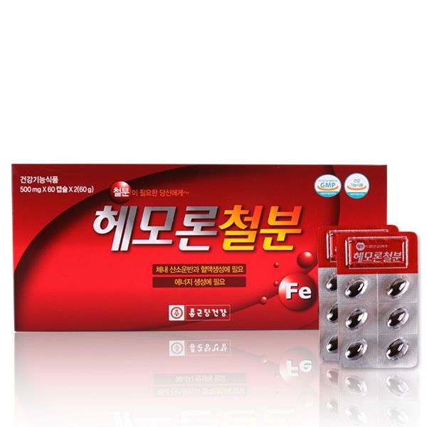 종근당건강 헤모론철분 500mg 120캡슐 철분제 헴철