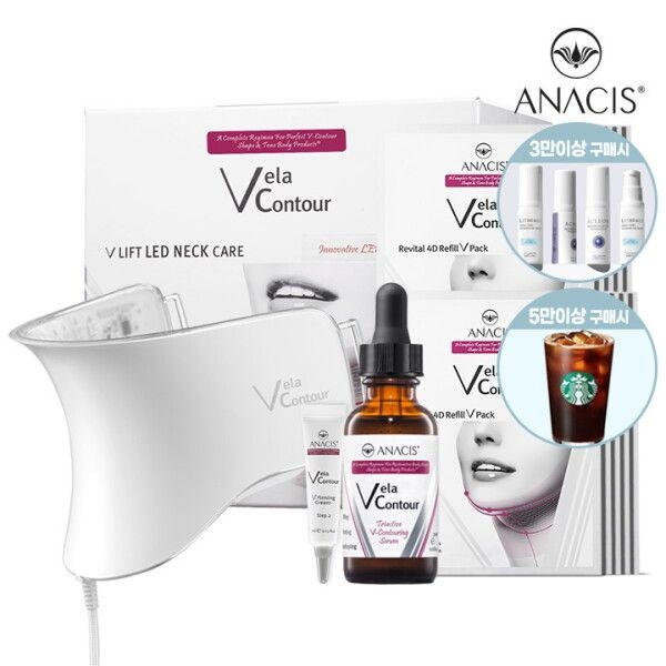 [아나시스] [구매시 스타벅스 기프티콘 증정] 벨라컨투어 LED 넥케어 + VC컨투어링세럼30ml + VC리필팩2세트, VC퍼밍