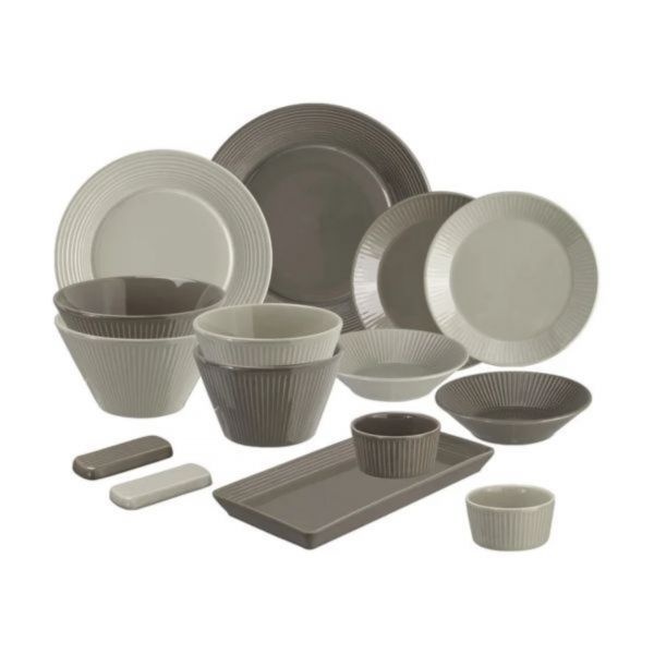 UnKnown 메종오브제 로얄베일 라이닝 2인 디너웨어 세트 15P - 크림 + 모카