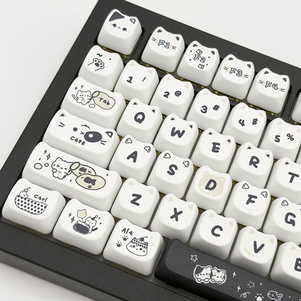 스마일준 귀여운 고양이 키캡 블랙 화이트 예쁜 키보드 꾸미기 MAO