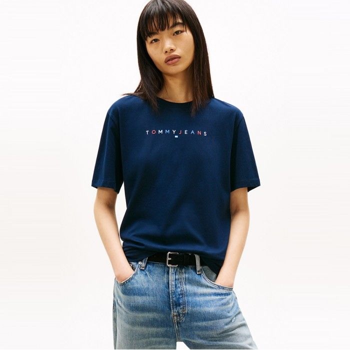 TOMMY JEANS 타미진스 [26SS] [공식] 컬러 리니어 로고 티셔츠 T32G1TTO54TWT1C1G