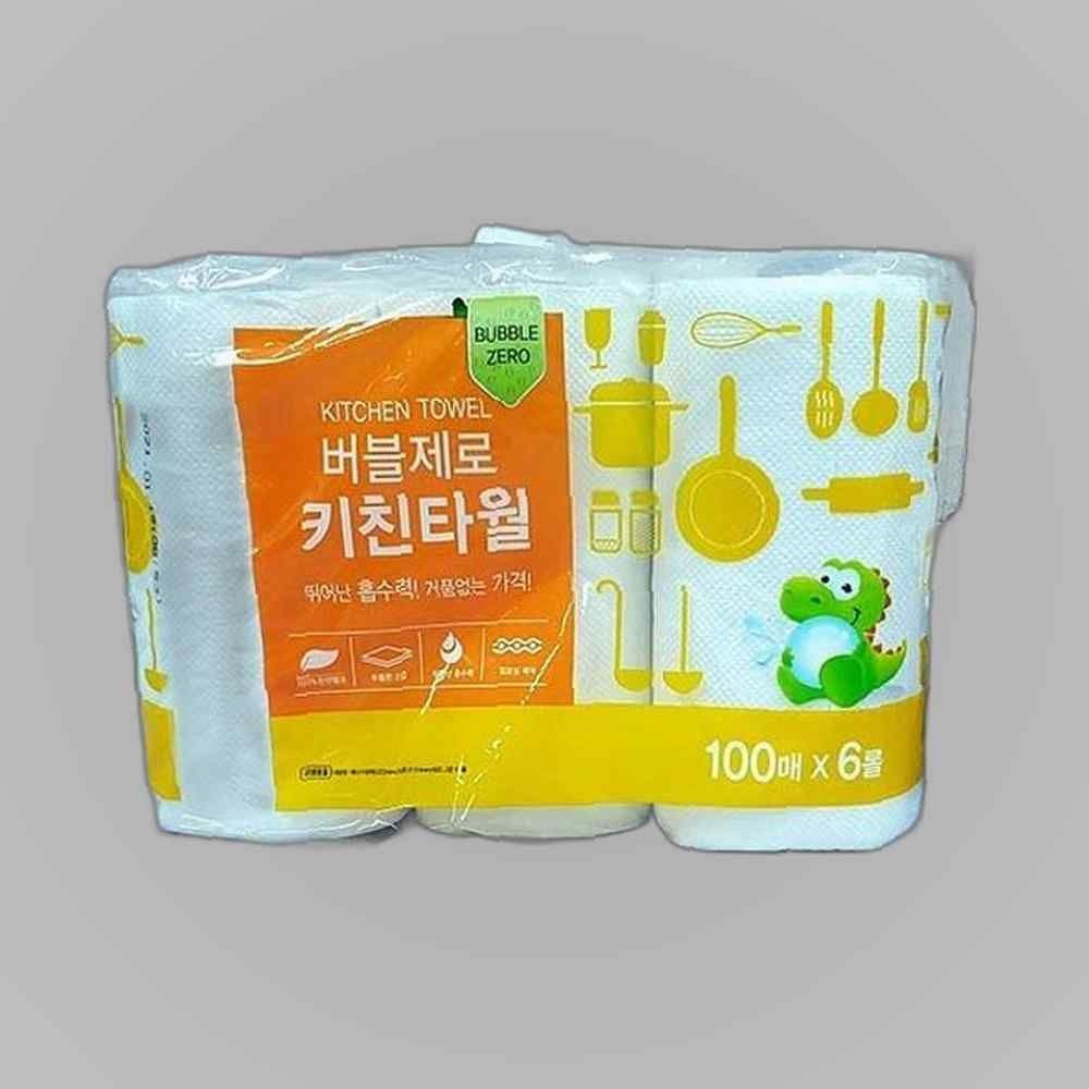 EDISAISA 키친타월 버블제로 ABM도매콜 6롤 100매 점보롤휴지 롤휴지 주방휴지 주방타월 키친타올 주방타올 기름제거