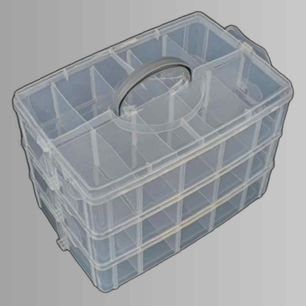 휴대용 반투명 3단 칸칸이 소품 박스 부품 정리함 비 장난감정리함 블럭정리함 태클박스 악세사리보관함