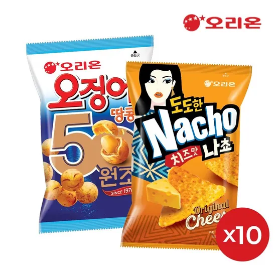 오리온 오징어땅콩(98g) 10개 + 도도한나쵸 치즈(92g) 10개