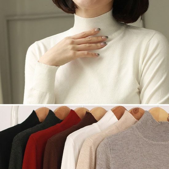 웬디즈갤러리후기폭발즐겨찾는 니트얀센 반폴라 니트데일리룩모임룩출근룩 TKN005