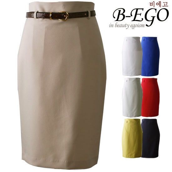 비에고5634BG_자체생산44~88하이웨스트 폴리 스판 스커트