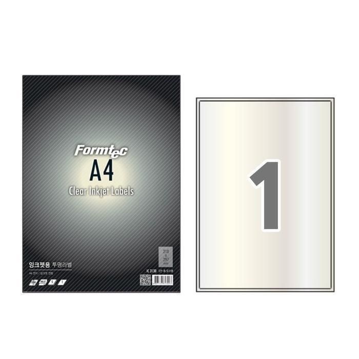 [패션플러스][주식회사 브이와이][JHQS7IQD_52CK]잉크젯 투명 라벨 IC-3130 5매 210x297mm (30385102A)