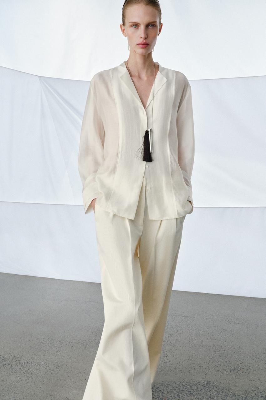 [국내발송] ZARA 여성 ZW 컬렉션 플루이드 셔츠 - 스크래치 화이트 459056