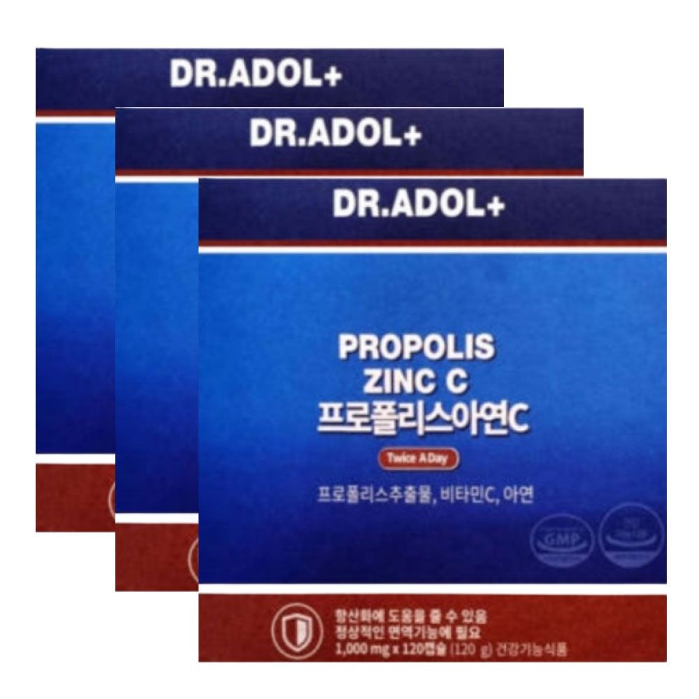 닥터아돌 정상적 면역 기능 항산화 도움 프로폴리스 아연C 120캡슐 x 3개