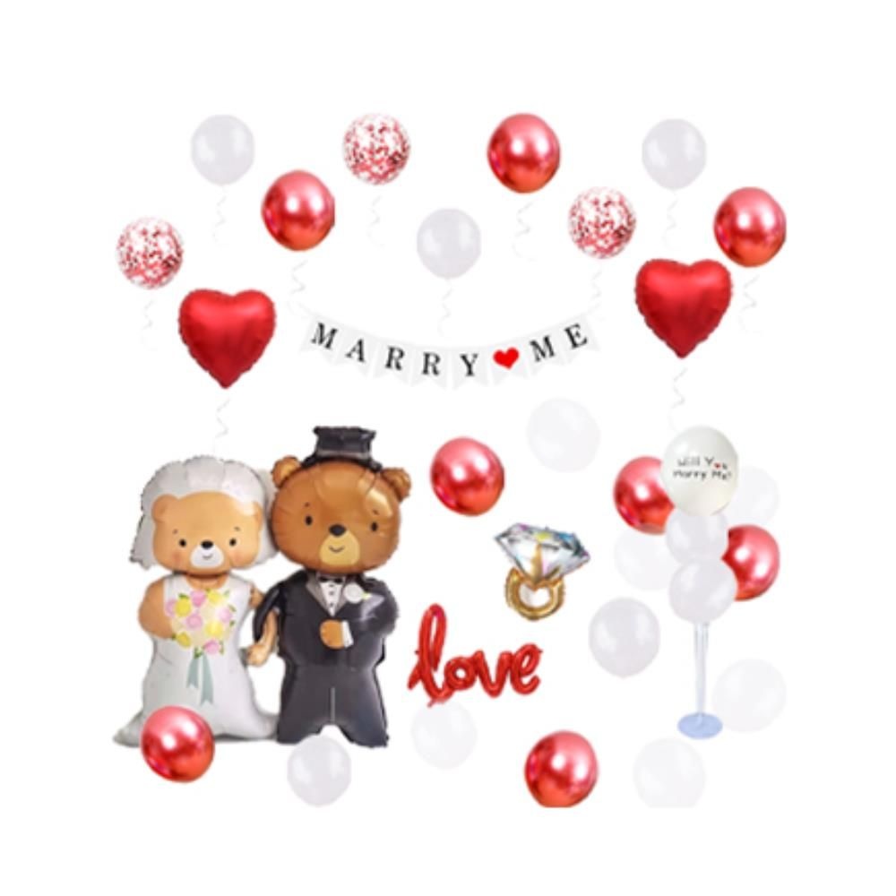 맥스코포레이션 셀프 프로포즈 신랑신부 곰돌이풍선세트 1주년 이밴트 호텔 개업식