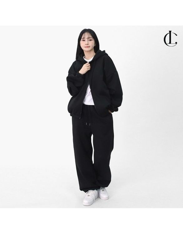 엘케이트 엘케이트 여자 겨울 남여공용 기모 후드집업 트레이닝 세트 LIRO001