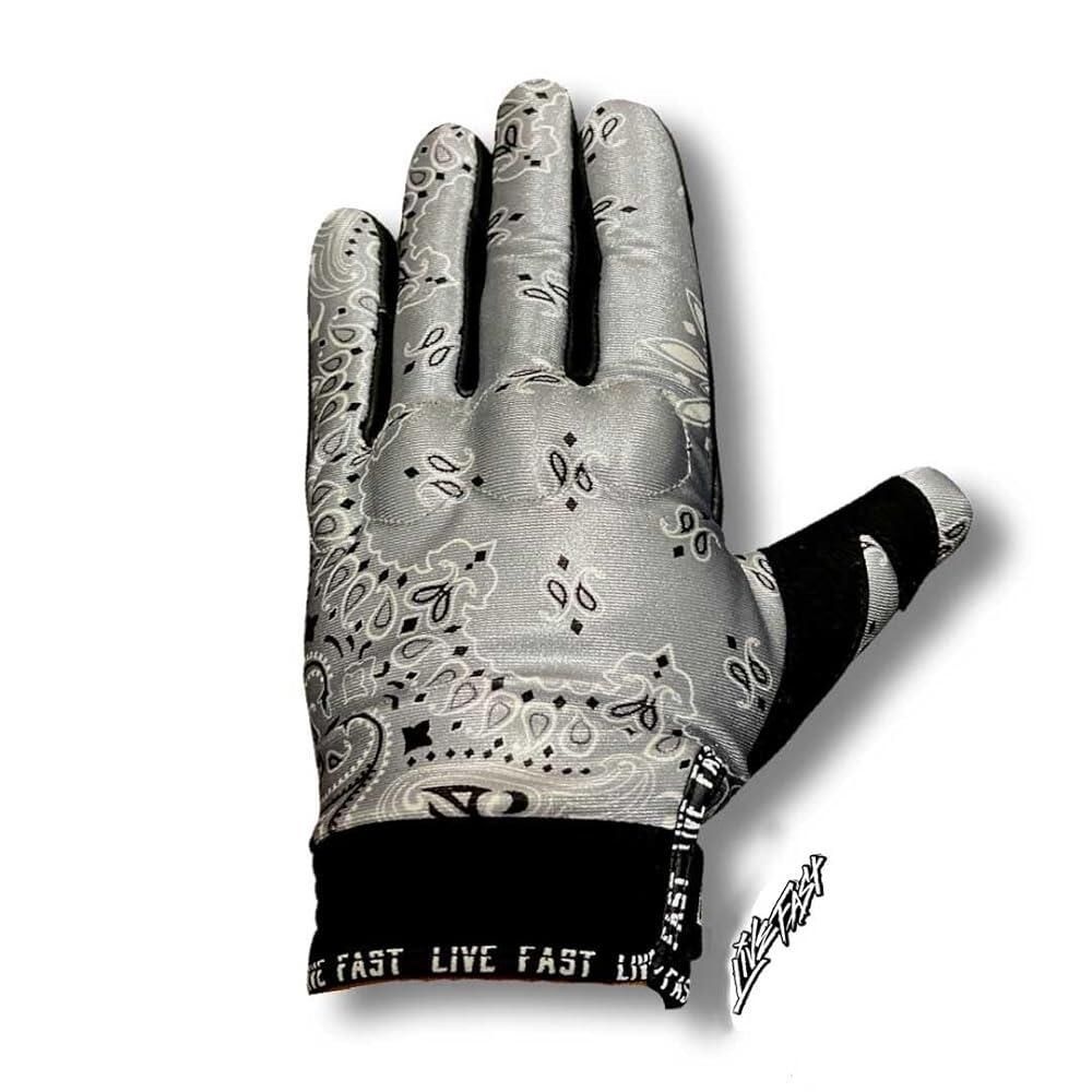 Live Fast 그레이 페이즐리 오토바이 장갑 - 스몰 최고의 마운틴 가죽 더트 바이크 모토 라이딩 오토바이/모토크로