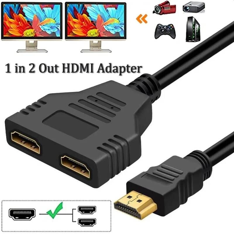 [해외] HDMI확장기 젠더 HDMI 분배기 어댑터 케이블 1 남성 듀얼 2 웨이 여성 4K 3D Y 노트북 TV 모니터 1080P in Out LED