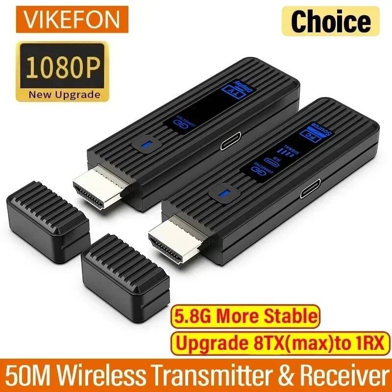 VIKEFON [해외] HDMI무선송수신기 무선 HDMI 호환 비디오 송신기 수신기 디스플레이 화면 TV 스틱 어댑터 PC 카메라 노트북-프로젝터