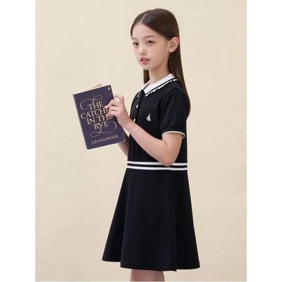 [24%OFF][Essential] 반소매 피케 원피스 블랙 (BI6371GE15)