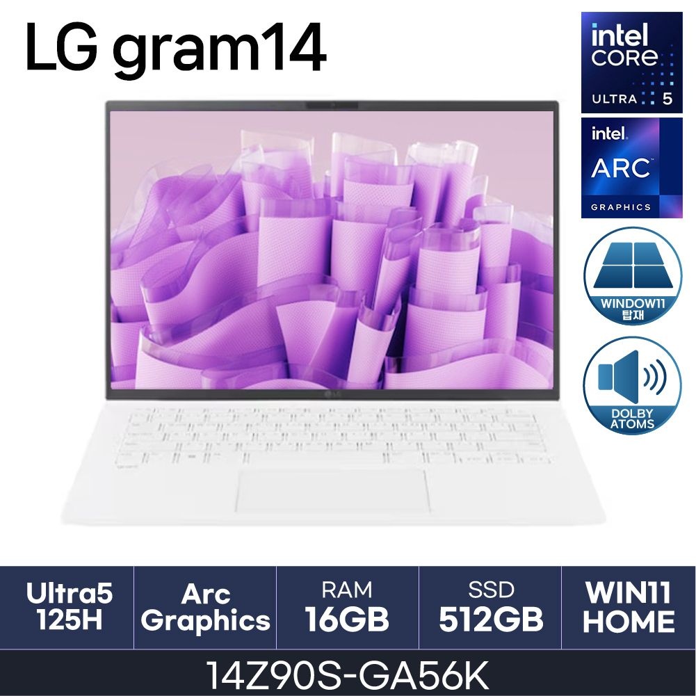 LG전자 HMC / LG전자 그램14 / 14Z90S-GA56K (RAM 16GB / NVMe 512GB / WIN11H)