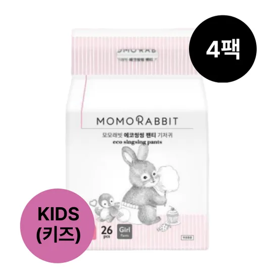 모모래빗 (여아) 18매 X 4팩 72매 (KIDS키즈) 에코씽씽 팬티 기저귀