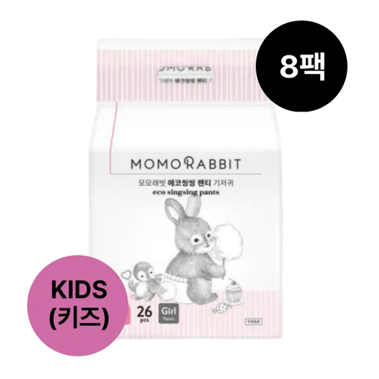 모모래빗 (여아) 18매 X 8팩 144매 (KIDS키즈) 에코씽씽 팬티 기저귀