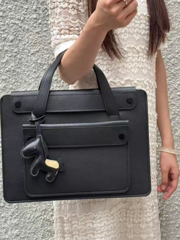 [해외] 가죽 노트북 가방 슬림 남성용 비즈니스 서류가방 대형 토트백 경량 노트북 파우치 15인치 노트북용 컴퓨터 가방