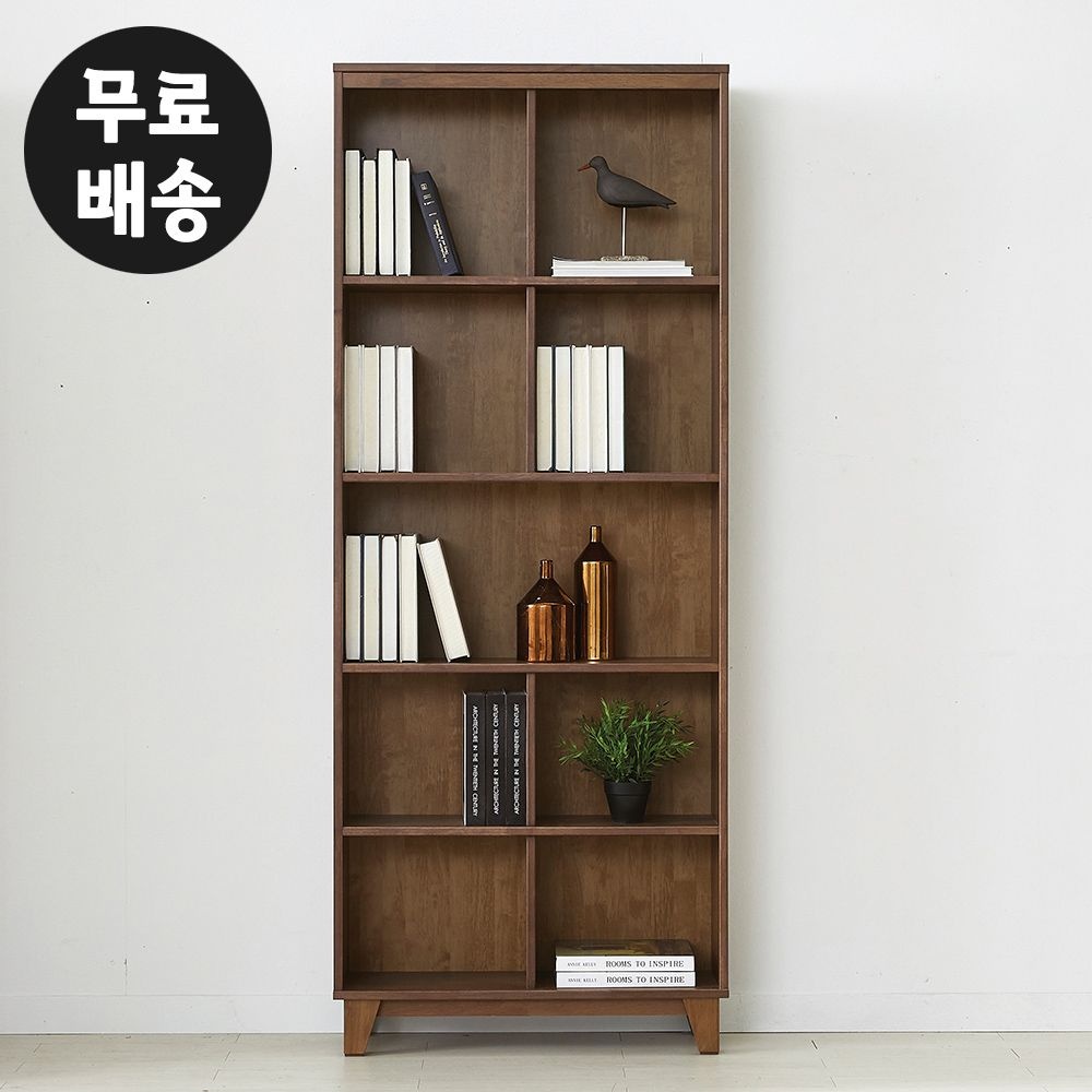 벤티스가구 레빈 고무나무 원목 5단 책장 서재 전면 거실형(800)