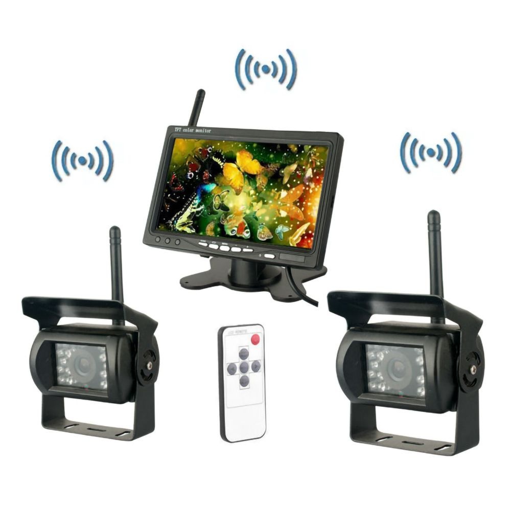 무선 화물차 차량용 후진카메라 세트 12V/24V 카메라 2개 +7인치 모니터
